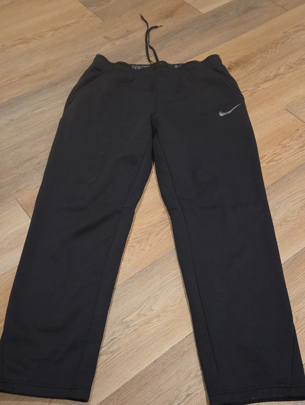 Nike Black Women's Sweat Pants with Silver Swoosh Straight Leg